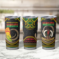 Vanuatu Language Week Tumbler Cup Boar Tusk Warrior Tribal Floral Pattern