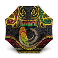 Vanuatu Language Week Umbrella Boar Tusk Warrior Tribal Floral Pattern
