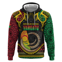 Vanuatu Language Week Zip Hoodie Boar Tusk Warrior Tribal Floral Pattern