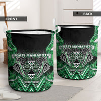 Aotearoa Ngati Maniapoto Laundry Basket Maori Tribal Green Paua Shell Pattern