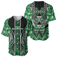Aotearoa Ngati Maniapoto Baseball Jersey Maori Tribal Green Paua Shell Pattern