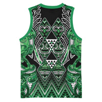 Aotearoa Ngati Maniapoto Basketball Jersey Maori Tribal Green Paua Shell Pattern