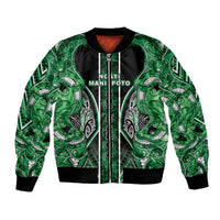 Aotearoa Ngati Maniapoto Bomber Jacket Maori Tribal Green Paua Shell Pattern