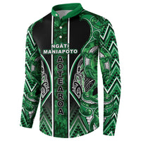 Aotearoa Ngati Maniapoto Button Sweatshirt Maori Tribal Green Paua Shell Pattern