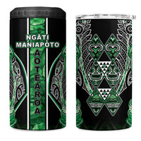 Aotearoa Ngati Maniapoto 4 in 1 Can Cooler Tumbler Maori Tribal Green Paua Shell Pattern