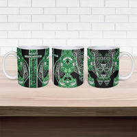 Aotearoa Ngati Maniapoto Ceramic Mug Maori Tribal Green Paua Shell Pattern