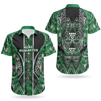 Aotearoa Ngati Maniapoto Couples Matching Puletasi and Hawaiian Shirt Maori Tribal Green Paua Shell Pattern
