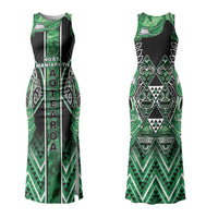 Aotearoa Ngati Maniapoto Couples Matching Tank Maxi Dress and Hawaiian Shirt Maori Tribal Green Paua Shell Pattern