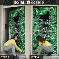 Aotearoa Ngati Maniapoto Door Cover Maori Tribal Green Paua Shell Pattern