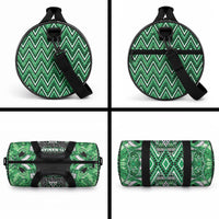Aotearoa Ngati Maniapoto Duffle Bag Maori Tribal Green Paua Shell Pattern