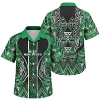 Aotearoa Ngati Maniapoto Family Matching Puletasi and Hawaiian Shirt Maori Tribal Green Paua Shell Pattern