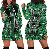 Aotearoa Ngati Maniapoto Hoodie Dress Maori Tribal Green Paua Shell Pattern