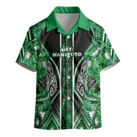Aotearoa Ngati Maniapoto Kid Hawaiian Shirt Maori Tribal Green Paua Shell Pattern