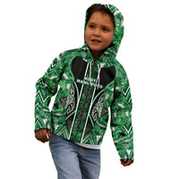 Aotearoa Ngati Maniapoto Kid Hoodie Maori Tribal Green Paua Shell Pattern