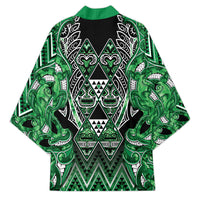 Aotearoa Ngati Maniapoto Kimono Maori Tribal Green Paua Shell Pattern
