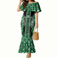 Aotearoa Ngati Maniapoto Mermaid Dress Maori Tribal Green Paua Shell Pattern