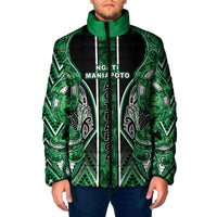 Aotearoa Ngati Maniapoto Padded Jacket Maori Tribal Green Paua Shell Pattern