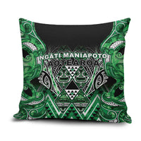 Aotearoa Ngati Maniapoto Pillow Cover Maori Tribal Green Paua Shell Pattern