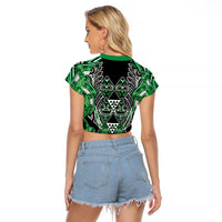 Aotearoa Ngati Maniapoto Raglan Cropped T Shirt Maori Tribal Green Paua Shell Pattern
