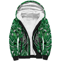 Aotearoa Ngati Maniapoto Sherpa Hoodie Maori Tribal Green Paua Shell Pattern