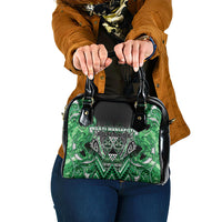 Aotearoa Ngati Maniapoto Shoulder Handbag Maori Tribal Green Paua Shell Pattern