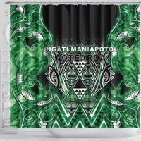 Aotearoa Ngati Maniapoto Shower Curtain Maori Tribal Green Paua Shell Pattern