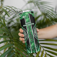 Aotearoa Ngati Maniapoto Skinny Tumbler Maori Tribal Green Paua Shell Pattern