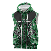 Aotearoa Ngati Maniapoto Sleeveless Hoodie Maori Tribal Green Paua Shell Pattern
