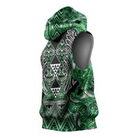 Aotearoa Ngati Maniapoto Sleeveless Hoodie Maori Tribal Green Paua Shell Pattern