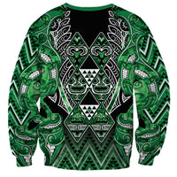 Aotearoa Ngati Maniapoto Sweatshirt Maori Tribal Green Paua Shell Pattern