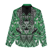 Aotearoa Ngati Maniapoto Women Casual Shirt Maori Tribal Green Paua Shell Pattern