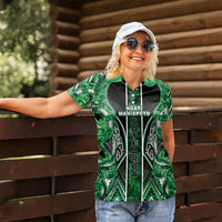 Aotearoa Ngati Maniapoto Women Polo Shirt Maori Tribal Green Paua Shell Pattern