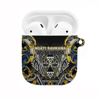 Aotearoa Ngati Raukawa AirPods Case Maori Tribal Yellow And Navy Paua Shell Pattern