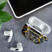 Aotearoa Ngati Raukawa AirPods Case Maori Tribal Yellow And Navy Paua Shell Pattern