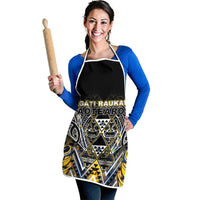Aotearoa Ngati Raukawa Apron Maori Tribal Yellow And Navy Paua Shell Pattern