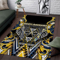 Aotearoa Ngati Raukawa Area Rug Maori Tribal Yellow And Navy Paua Shell Pattern