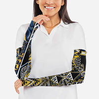 Aotearoa Ngati Raukawa Arm Sleeves Maori Tribal Yellow And Navy Paua Shell Pattern