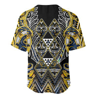Aotearoa Ngati Raukawa Baseball Jersey Maori Tribal Yellow And Navy Paua Shell Pattern