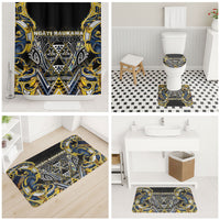 Aotearoa Ngati Raukawa Bathroom Set Maori Tribal Yellow And Navy Paua Shell Pattern
