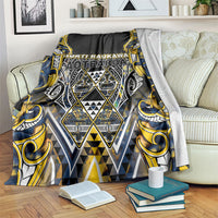 Aotearoa Ngati Raukawa Blanket Maori Tribal Yellow And Navy Paua Shell Pattern