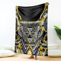 Aotearoa Ngati Raukawa Blanket Maori Tribal Yellow And Navy Paua Shell Pattern