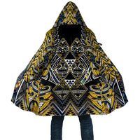 Aotearoa Ngati Raukawa Cloak Maori Tribal Yellow And Navy Paua Shell Pattern