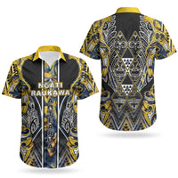 Aotearoa Ngati Raukawa Couples Matching Mermaid Dress and Hawaiian Shirt Maori Tribal Yellow And Navy Paua Shell Pattern
