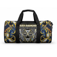 Aotearoa Ngati Raukawa Duffle Bag Maori Tribal Yellow And Navy Paua Shell Pattern