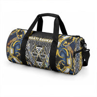 Aotearoa Ngati Raukawa Duffle Bag Maori Tribal Yellow And Navy Paua Shell Pattern
