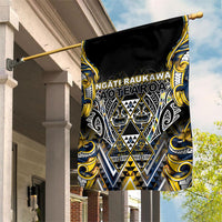 Aotearoa Ngati Raukawa Garden Flag Maori Tribal Yellow And Navy Paua Shell Pattern