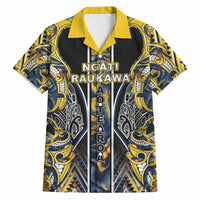 Aotearoa Ngati Raukawa Hawaiian Shirt Maori Tribal Yellow And Navy Paua Shell Pattern