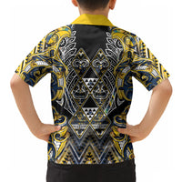 Aotearoa Ngati Raukawa Hawaiian Shirt Maori Tribal Yellow And Navy Paua Shell Pattern