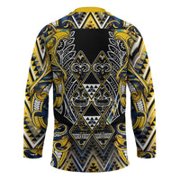 Aotearoa Ngati Raukawa Hockey Jersey Maori Tribal Yellow And Navy Paua Shell Pattern