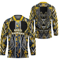 Aotearoa Ngati Raukawa Hockey Jersey Maori Tribal Yellow And Navy Paua Shell Pattern